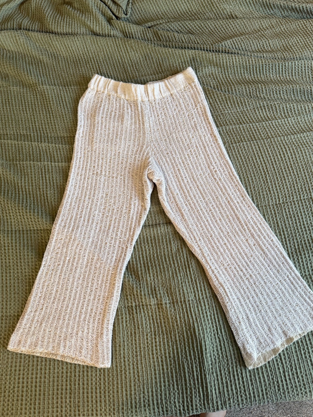 Free People Beach Ribbed Knit Wide-Leg Pants LARGE